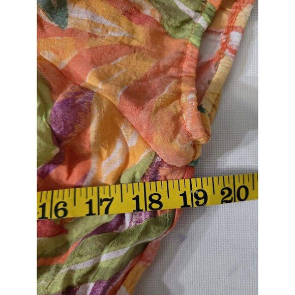 Indigo Rose Tropical Midi Dress L | Orange Multicolor Leaf Print Vacation Style - Picture 6 of 7